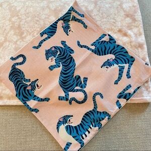 Tiger Pillow Cover NWT Chinoiserie Oriental Jungle Pink Blue